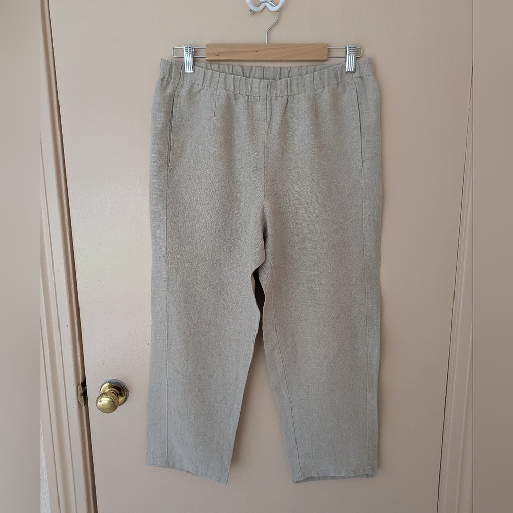 J Jill linen cropped pants, pale wheat, Size S, LIKE NEW